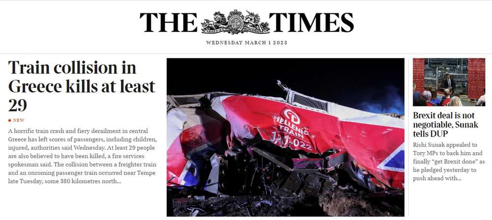 Πρώτο θέμα στον διεθνή Τύπο η τραγωδία στα Τέμπη-5